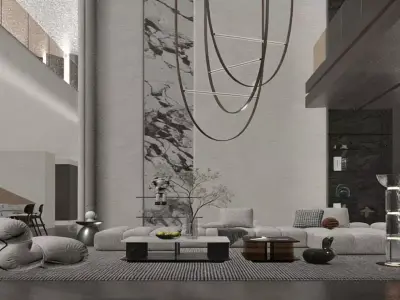 Modern Minimalist Living Room 3D model