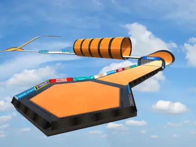 Stunt Racing Tracks and Platforms Low-poly 3D model