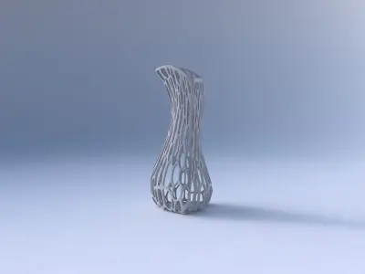 Vase puffy bent triangle with cracked organic lattice 2 3D print model