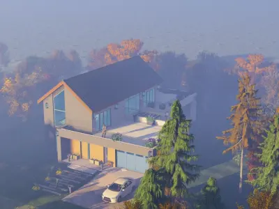 Modern House Plan  Low-poly 3D model purchase