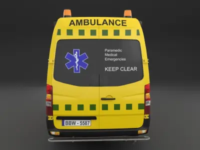  Ambulance Rigged Low-poly 3D model
