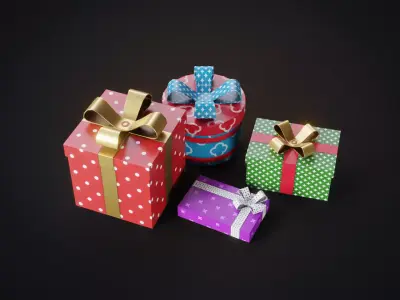 Christmas gifts 1 Low-poly 3D model