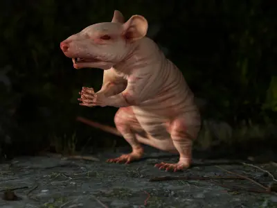 Naked Rat Low-poly 3D model