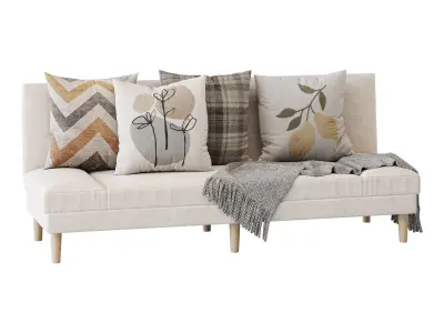 Armless Foldable Convertible Sofa 3D model