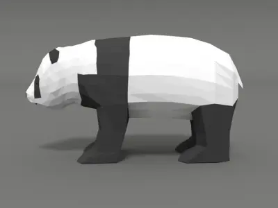 Low Poly Cartoon Panda Low-poly 3D model