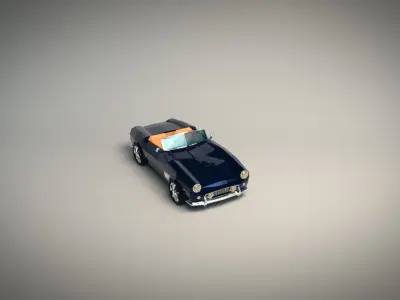 Low Poly Roadster sports car Low-poly 3D model