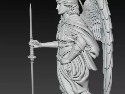 Divine Archangel Michael Warrior Sculpture 3d Model Print SLT  3D print model