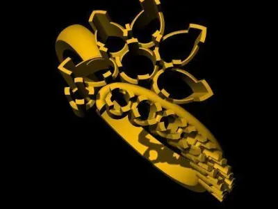 flower stone ring 3dm file 3D print model