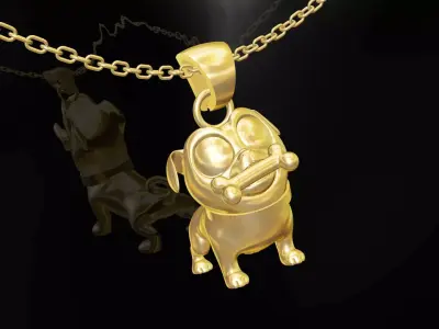 Dog statue sculpture pendant jewelry gold 3D print model