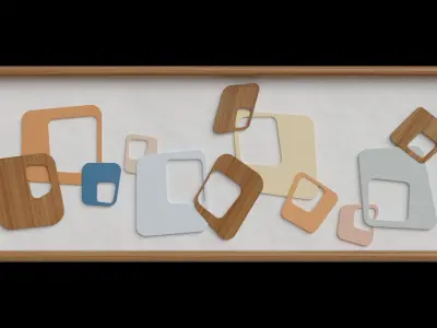 Geometric 3d Framed Wood Wall Decor 3D model