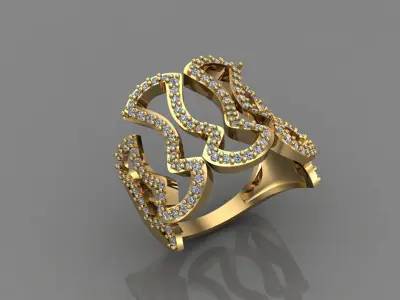 STL 3DM Print Ready Women Diamond Ring Lightweight Printable  3D print model 181