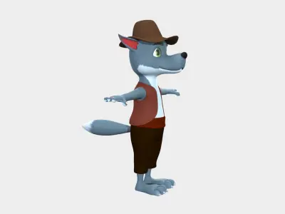 Cartoon Wolf Low-poly 3D model