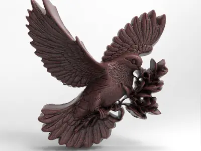 white dove with olive branch cnc  3D print model