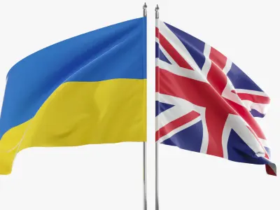Flag United Kingdom Ukraine Support 3D model