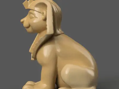 Cute Pharaoh Cat 3D Model Fun Egyptian Decoration STL 3D print model