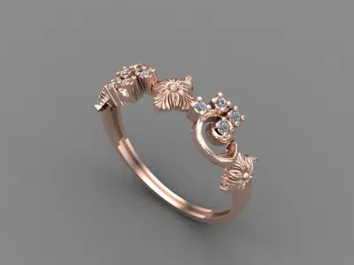 Women Ring Diamond Stone STL 3DM Lightweight Printable 3D print model 28