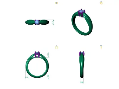 D-1558 solitaire diamond engagement ring gold 3D print model