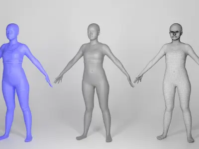 Sporty woman ready for rigging 147 Low-poly 3D model