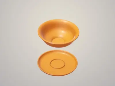 Soup Bowl with bottom plate Free 3D print model