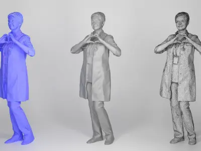Smiling adult female doctor posing 130 Low-poly 3D model