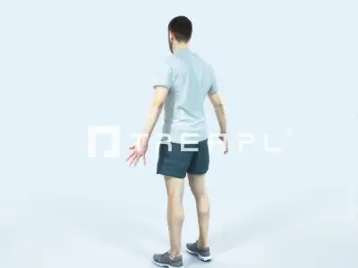 Portrait 09H Animated Rigged Sports Man Low-poly 3D model