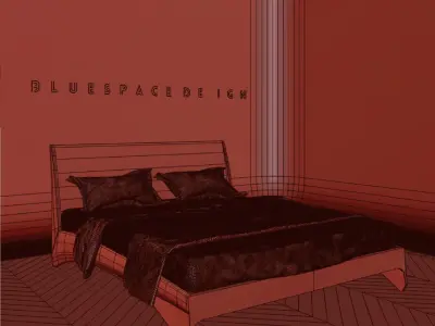Walnut bed 01 Low-poly 3D model