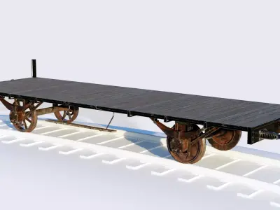 Train Open Freight Car Low-poly 3D model