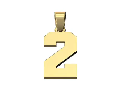 NBA font number 2 pendant charm with bail 3D print model