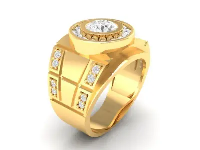 Luxury Geometric Diamond Men Ring  133 3D print model