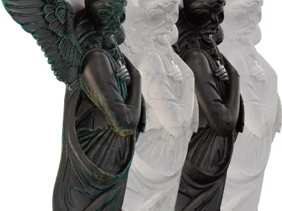 Wall Mounted Marble Angel Sculpture Classical Religious Low-poly 3D model