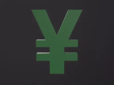 Yen Symbol 3D Model Low-poly 3D model