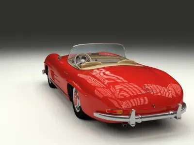 Fully Modelled Mercedes 300SL Roadster Red 3D model