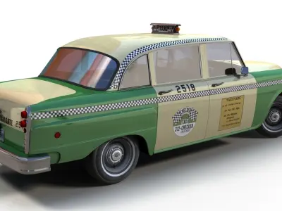 Vintage chicago taxi Low-poly 3D model