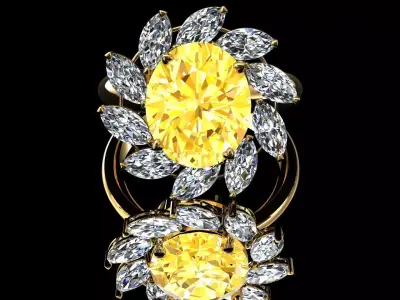 Flower ring 3D print model 5