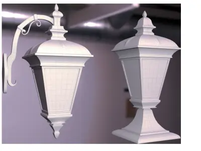 LightWall and Yard Low-poly 3D model