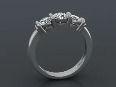 Engagement ring with three stones 3D print model