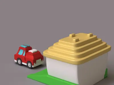 Car and garage 3D model