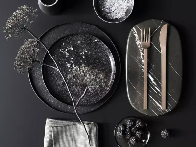 Black Tableware 3D model