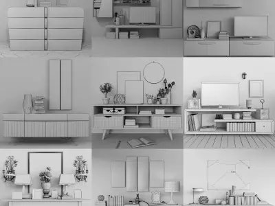 Collection chest of drawers and decor 2 3D model