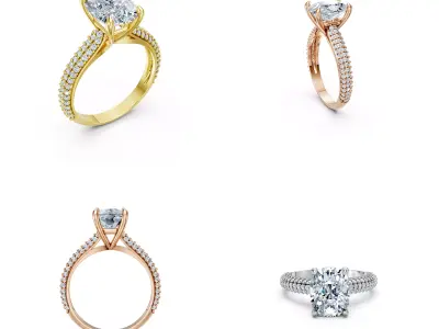 Luxury Diamond Engagement Ring CAD Design 3DM File 3D print model