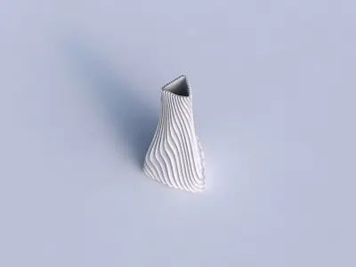 Vase grounded triangle with wavy extruded lines 3 3D print model