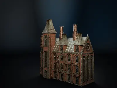 STEAMPUNK INDUSTRIAL BUILDING 2 Low-poly 3D model