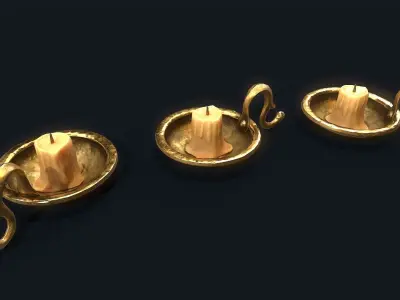 Brass Candle Holder Low-poly 3D model
