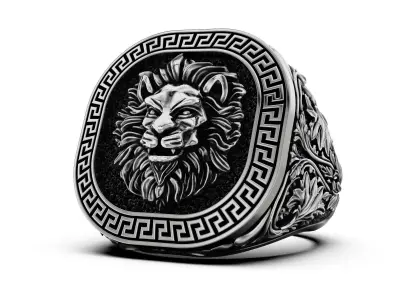 Lion ring Greek ornament 3D print model