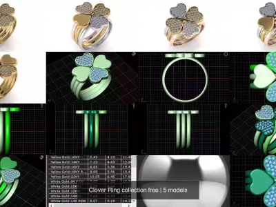 Clover Ring collection free 3D Model Pack