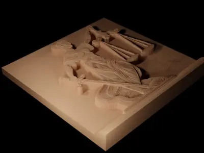 Scales of Justice Sandcasting Bas High Relief CNC 3D print model