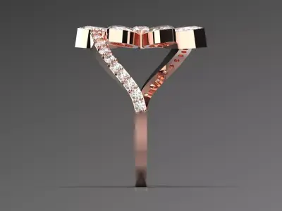 Luxury Rose Gold Flower Ring with Diamonds Model jr00177 3D print model