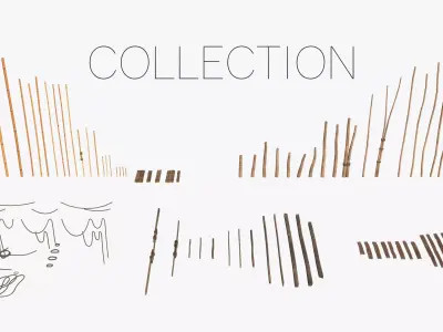 Modular Wooden Stakes and Planks Asset Low-poly 3D model