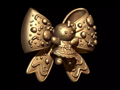 Gingerbread Girl on Christmas Bow 3D print model
