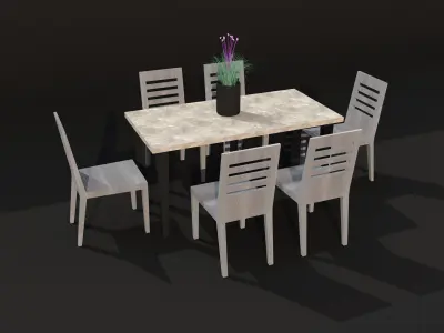 Modern Dining Table Set Free low-poly 3D model
